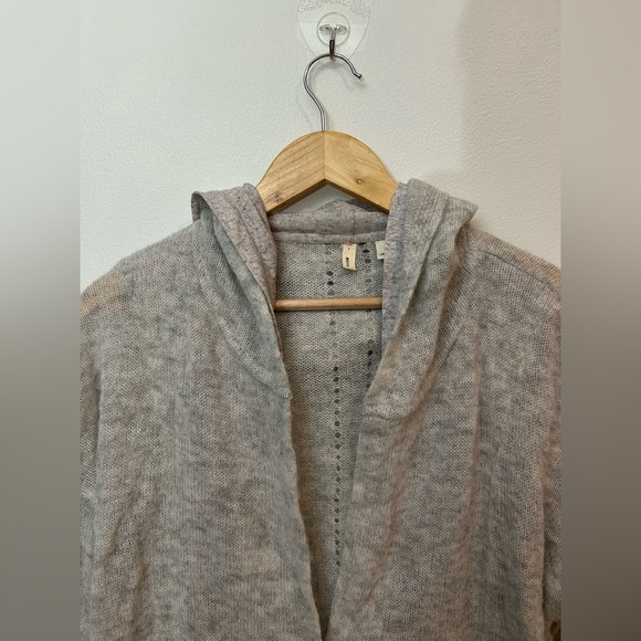 ANTHROPOLOGIE MOTH wool alpaca plend hooded boho cardigan sz L shawl - Picture 5 of 8